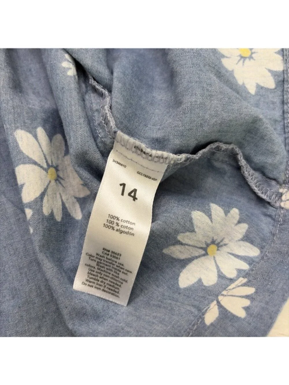 Carters Kid 14 Blue Chambray Floral Dress Sundress Boho Priarie